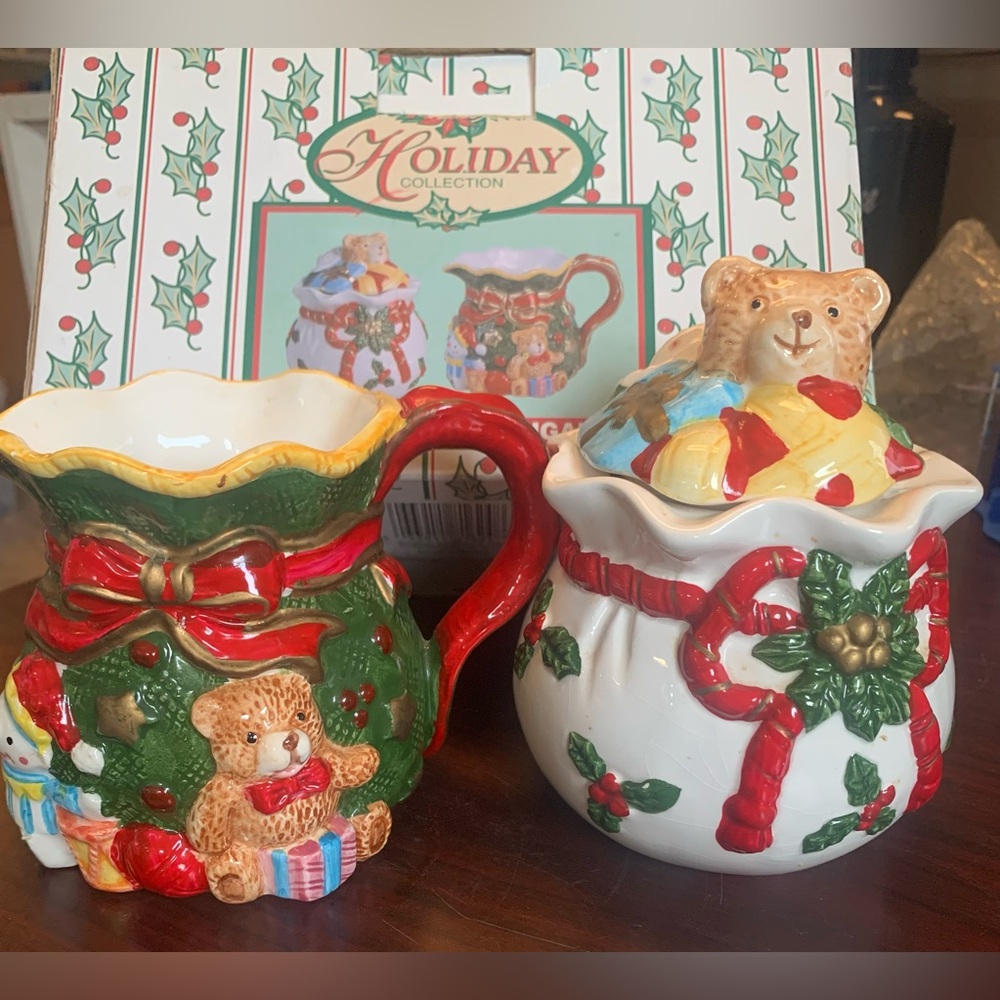 Christmas Holiday Collection Cream and sugar set new festive